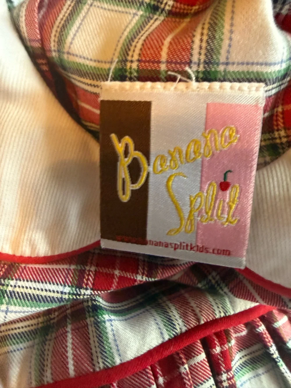 Banana Split red tartan plaid dress Peter Pan collar 3T EUC